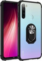 Voor Xiaomi Redmi Note 8 schokbestendig transparant TPU + acryl beschermhoes met ringhouder (zwart en zilver)