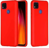 Voor Geschikt voor Xiaomi Redmi 9C Pure Color vloeibare siliconen schokbestendige volledige dekking beschermhoes (rood)