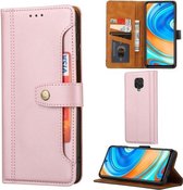 Voor Xiaomi Redmi Note 9 Pro / Note 9S Kalfsstructuur Dubbele vouwsluiting Horizontale flip lederen tas met fotolijst & houder & kaartsleuven & portemonnee (roségoud)