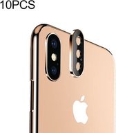 10 STKS titaniumlegering metalen cameralensbeschermer gehard glasfilm voor iPhone X (goud)