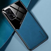 Voor OPPO Realme X7 Pro All-inclusive leer + beschermhoes van organisch glas met metalen ijzeren plaat (koningsblauw)