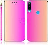Voor Huawei P30 Lite / Nova 4e Geïmiteerd Spiegeloppervlak Horizontale Flip Leren Case met Houder & Kaartsleuven & Portemonnee & Lanyard (Kleurverloop)