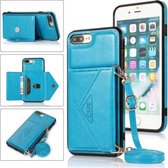 Multifunctionele crossbody-kaarttas TPU + PU-achterklep met houder en kaartsleuf en portemonnee voor iPhone 6 / 6s (blauw)