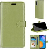 Voor Huawei P smart 2021 / Y7a Pure Kleur Horizontale Flip PU lederen hoes met houder & kaartsleuven & portemonnee & fotolijst (groen)