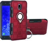 Voor Galaxy J7 (2018) 2 in 1 kubus pc + TPU beschermhoes met 360 graden draaien zilveren ringhouder (rood)