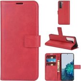Voor Samsung Galaxy S21 + 5G Retro Kalfspatroon Gesp Horizontale Flip Leren Case met Houder & Kaartsleuven & Portemonnee (Rood)