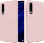 Effen kleur vloeibaar siliconen schokbestendig hoesje met volledige dekking voor Huawei P30 (roze)