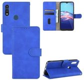 Voor Motorola Moto E (2020) Effen kleur Skin Feel Magnetische gesp Horizontale flip kalftextuur PU lederen tas met houder & kaartsleuven & portemonnee (blauw)