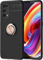 Voor OPPO Realme X7Pro metalen ringhouder 360 graden roterende TPU-hoes (zwart + roségoud)