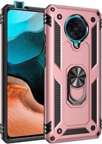 Voor Geschikt voor Xiaomi Redmi K30 Pro schokbestendige TPU + pc-beschermhoes met 360 graden roterende houder (roségoud)