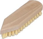 Schrobborstel van hout met spitse neus geel/naturel - Schoonmaakartikelen/schoonmaakborstels