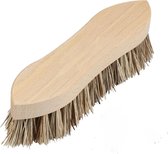 Schrobborstel van hout met fiber/palmvezel spitse neus bruin - Schoonmaakartikelen/schoonmaakborstels