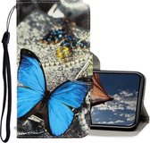 Voor iPhone X / XS 3D Gekleurde tekening Horizontale Flip PU lederen tas met houder & kaartsleuven & portemonnee (een vlinder)
