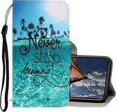 Voor iPhone 11 Pro Max 3D Gekleurde Tekening Horizontale Flip PU Leren Case met Houder & Kaartsleuven & Portemonnee (Blue Coconut Grove)