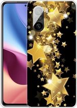 Voor Xiaomi Redmi K40 Pro Max schokbestendig geverfd transparant TPU beschermhoes (gouden ster)