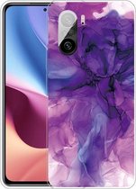 Voor Xiaomi Redmi K40 Pro Max Frosted Fashion Marble Shockproof TPU beschermhoes (abstract paars)