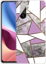 Voor Xiaomi Redmi K40 / K40 Pro Frosted Fashion Marble Shockproof TPU beschermhoes (Rhombus Grey Purple)