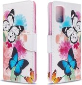 Voor Galaxy A71 Gekleurde tekening patroon Horizontale flip lederen tas met houder & kaartsleuven & portemonnee (vlinder)