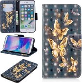 3D-gekleurde tekening patroon horizontale flip lederen hoes voor iPhone 7 Plus & 8 Plus, met houder & kaartsleuven & portemonnee (zwarte achtergrond vlinder)