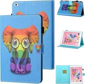Gekleurde tekening stiksel Horizontale flip lederen tas met houder & kaartsleuf & slaap- / wekfunctie voor iPad Air / Air 2 / 9.7 (2017) & (2018) (kleurrijke olifant)
