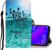 Voor Huawei Mate 30 Lite 3D Gekleurde Tekening Horizontale Flip PU Lederen Case met Houder & Kaartsleuven & Portemonnee (Blue Coconut Grove)