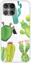 Voor iPhone 12/12 Pro schokbestendig geverfd transparant TPU beschermhoes (cactus)