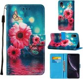 Voor iPhone XR Cross Textuur Schilderen Patroon Horizontale Flip Leren Case met Houder & Kaartsleuven & Portemonnee & Lanyard (Chrysanthemum)