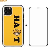 Voor iPhone 11 Pro Max Hat-Prince ENKAY ENK-PC0482 Cartoon-serie PU-leer + pc Harde slanke hoes Schokbestendige hoes ＆ 0.26 mm 9H 2.5D Volledige lijm Volledige dekking Gehard glasbeschermfoli