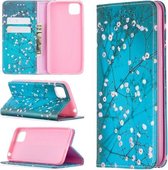 Voor Huawei Y5p Gekleurde Tekening Patroon Onzichtbare Magnetische Horizontale Flip PU Lederen Case met Houder & Kaartsleuven & Portemonnee (Pruimenbloesem)