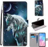 Voor Huawei Enjoy Z / 20 Pro Gekleurde Tekening Cross Textuur Horizontale Flip PU Leren Case met Houder & Kaartsleuven & Portemonnee & Lanyard (Contemplatieve Wolf)