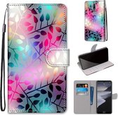 Voor Nokia 2.4 Gekleurde Tekening Cross Textuur Horizontale Flip PU Lederen Case met Houder & Kaartsleuven & Portemonnee & Lanyard (Doorschijnend Glas)