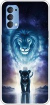 Voor OPPO Reno4 Gekleurde tekening Clear TPU Cover Beschermhoesjes (The Lion King)