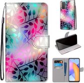 For Honor 10X Lite Gekleurde Tekening Cross Textuur Horizontale Flip PU Lederen Case met Houder & Kaartsleuven & Portemonnee & Lanyard (Doorschijnend Glas)