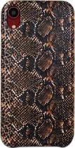 Voor iPhone XR Snake Skin-patroon PU + PVC-materiaal Schokbestendig mobiele beschermhoes (diepbruin)