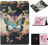 Voor iPad 9.7 (2018) & (2017) Gekleurd tekeningpatroon Horizontale flip lederen hoes met houder & kaartsleuf & slaap- / wekfunctie (vlinders)