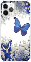 Voor iPhone 11 Pro gekleurd tekeningpatroon zeer transparant TPU beschermhoes (paarse vlinder)