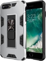 Voor iPhone 8 Plus & 7 Plus Armor schokbestendig TPU + PC magnetische beschermhoes met onzichtbare houder (zilver)