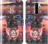 Voor Xiaomi Redmi Note 8 Pro 3D-schilderij Gekleurd tekeningpatroon Horizontaal Flip TPU + PU lederen tas met houder & kaartsleuven & portemonnee & lanyard (Dream Lion)