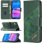 Voor Huawei Y6 (2019) Bijpassende kleur Krokodiltextuur Horizontale flip PU lederen hoes met portemonnee & houder & kaartsleuven (groen)