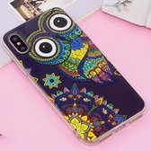 Voor iPhone X / XS Noctilucent IMD Owl Pattern Soft TPU Back Case Protector Cover