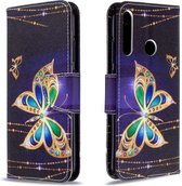 Voor Huawei P40 Lite E / Y7P Gekleurde Tekening Horizontale Flip Leren Case met Houder & Kaartsleuven & Portemonnee (Grote Vlinder)