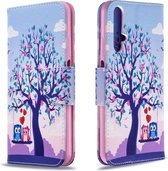 Voor Huawei Honor 20S Gekleurde Tekening Horizontale Flip Leren Case met Houder & Kaartsleuven & Portemonnee (Twee Uilen)