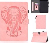 Voor Huawei T5-10.0 Reliëf Olifant Patroon Horizontaal Flip PU Lederen Case met Magnetische Gesp & Beugel en Kaartsleuf (Roze)