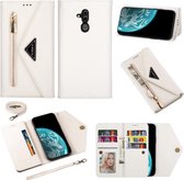 Voor Huawei Mate 20 Lite / Maimang 7 Skin Feel Rits Horizontale Flip Leren Case met Houder & Kaartsleuven & Fotolijst & Lanyard & Lang Touw (Wit)