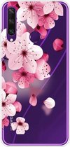 Voor Huawei Y6p (2020) Gekleurd tekeningpatroon Zeer transparant TPU beschermhoes (kersenbloesems)