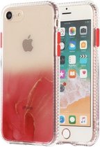 Voor iPhone SE 2020/8/7 marmerpatroon glitterpoeder schokbestendig TPU-hoesje met afneembare knoppen (rood)