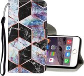 Gekleurde tekening patroon horizontaal Flip PU lederen tas met houder & kaartsleuven & portemonnee & lanyard voor iPhone 6 & 6s (zwart marmer)