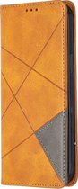 Apple iPhone 12 Pro Max Hoesje - Mobigear - Rhombus Slim Serie - Kunstlederen Bookcase - Cognac - Hoesje Geschikt Voor Apple iPhone 12 Pro Max