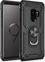 Armor schokbestendige TPU + pc-beschermhoes voor Galaxy S9, met 360 graden rotatiehouder (zwart)