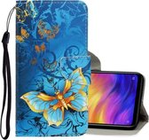 Voor Xiaomi Redmi Note 7 3D Gekleurde Tekening Horizontale Flip PU Lederen Case met Houder & Kaartsleuven & Portemonnee (Jade Vlinder)